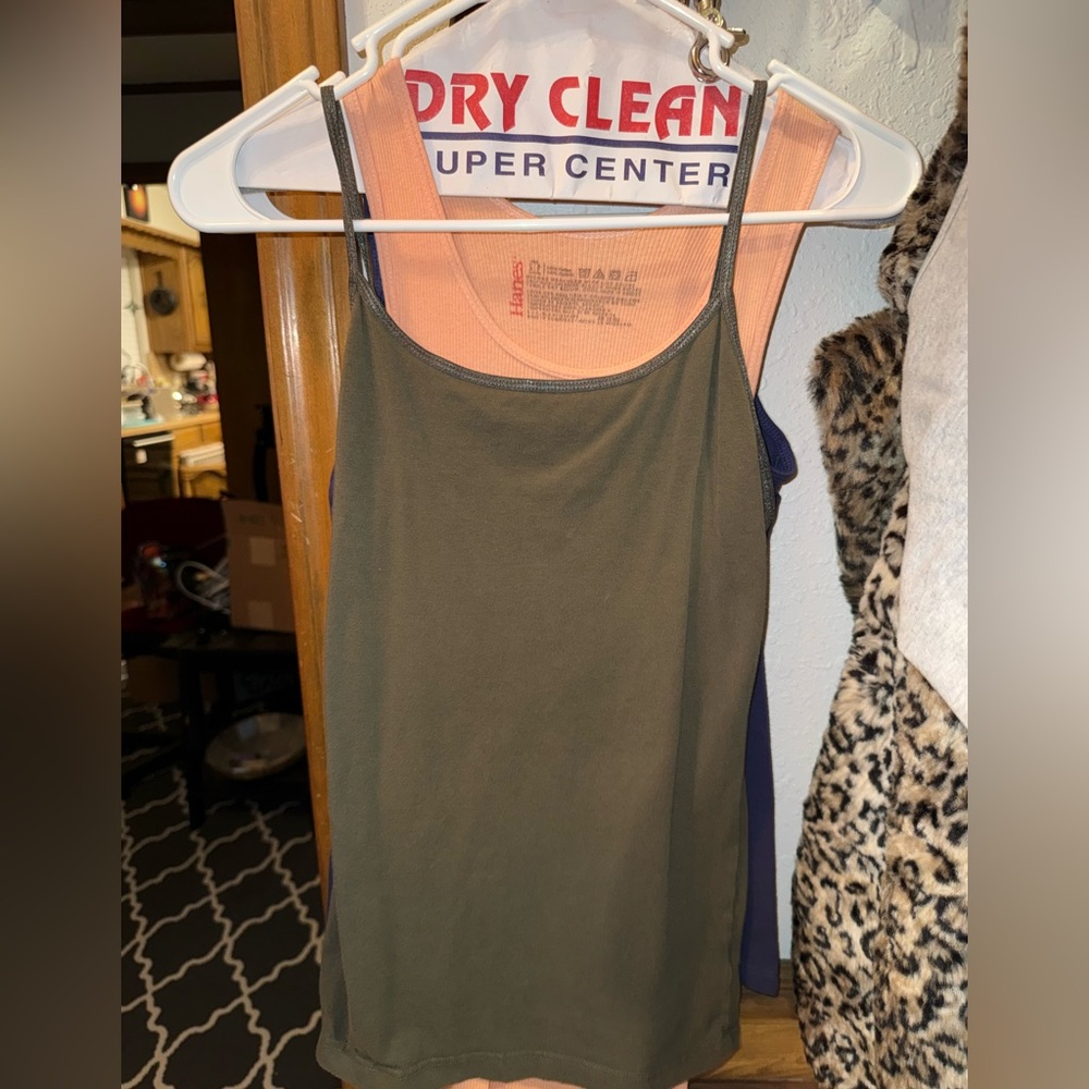EUC OLIVE/ army green spaghetti strap tank top/ cami size m
